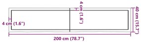 Πάγκος Μπάνιου Σκούρο Καφέ 200x40x(2-4) εκ. Επεξεργ. Μασίφ Ξύλο - Γκρι