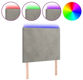 Κεφαλάρι Κρεβατιού LED Ανοιχτό Γκρι 80x5x118/128 εκ. Βελούδινο 3122174
