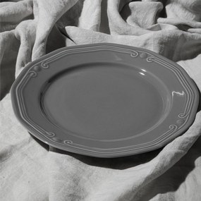 Estia Πιάτο Ρηχό Athénée Πορσελάνινο Ανάγλυφο 27cm Γκρι
