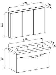 Πάγκος μπάνιου με Νιπτήρα SMILE 100 Ανθρακί - Barok 100x45.5x54.5 εκ.