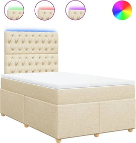 vidaXL Κρεβάτι Boxspring με Στρώμα Κρεμ 120x200 εκ. Υφασμάτινο
