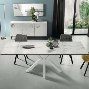 Τραπέζι Επεκτεινόμενο Jacky 160x90x76cm White-Marble Capodarte