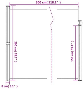 Σκίαστρο Πλαϊνό Συρόμενο Μπλε 200 x 300 εκ. - Μπλε