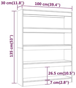 Βιβλιοθήκη/Διαχωριστικό Χώρου Μαύρο 100x30x135 εκ. - Μαύρο