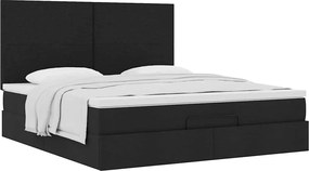 vidaXL Οθωμανικό κρεβάτι με στρώμα Μαύρο 180x200cm Ύφασμα
