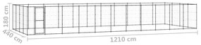 vidaXL Κλουβί Σκύλου Εξωτερικού Χώρου 53,24 μ² από Ατσάλι