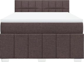 vidaXL Κρεβάτι Boxspring με Στρώμα Σκούρο Καφέ 140x200 εκ Υφασμάτινο