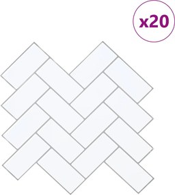 vidaXL Πλακάκι ψαροκόκαλο 20 τμχ. Λευκό Γκρι 30 x 30 cm