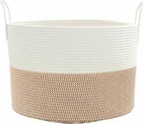 vidaXL Καλάθι Αποθήκευσης Καφέ και Λευκό Ø51 x 33 εκ. Βαμβακερό