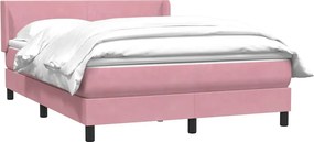 vidaXL Box Spring κρεβάτι με στρώμα ροζ 140x220 cm Βελούδινο