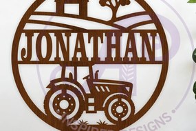 Σετ των 2 Intra απο ξύλο plywood 3mm-4mm πάχος – Tractor Farm Name Sin Laser Δίασταση 20x20 cm INTRAFABR-116428553