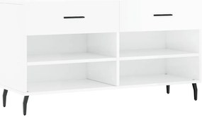 vidaXL Παπουτσοθήκη Γυαλιστερό Λευκό 102x35x55 εκ. Επεξεργασμένο Ξύλο