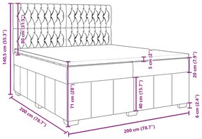 Κρεβάτι Boxspring με Στρώμα Σκούρο Γκρι 200x200 εκ. Υφασμάτινο - Γκρι