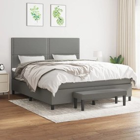 Κρεβάτι Boxspring με Στρώμα Σκούρο Γκρι 180x200 εκ Υφασμάτιν - Γκρι