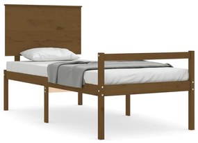 Κρεβάτι Ηλικιωμένου με Κεφαλάρι 100 x 200 εκ. Μελί Μασίφ Ξύλο - Καφέ