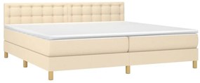 vidaXL Κρεβάτι Boxspring με Στρώμα Κρεμ 200x200 εκ. Υφασμάτινο