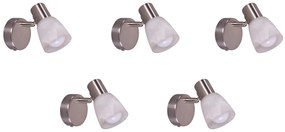 SE 130-C1 (x5) Softy Packet Nickel mat adjustable spotlight with opal glass+
