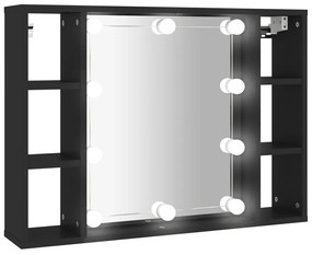 vidaXL Έπιπλο Καθρέπτη με LED Μαύρο 76 x 15 x 55 εκ.