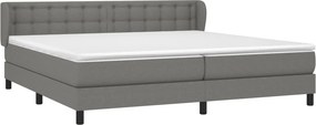 vidaXL Κρεβάτι Boxspring με Στρώμα Σκούρο Γκρι 200x200 εκ. Υφασμάτινο