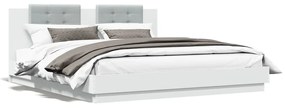 Πλαίσιο Κρεβατιού με Κεφαλάρι/LED Λευκό 200 x 200 εκ. - Λευκό
