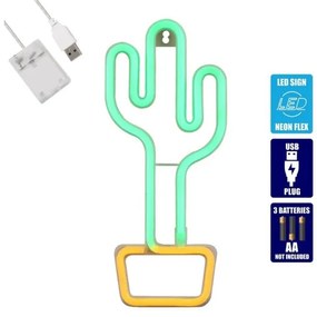 Διακοσμητικό Φωτιστικό Neon Led Cactus 78574 Globostar-78574-Πράσινο 78574