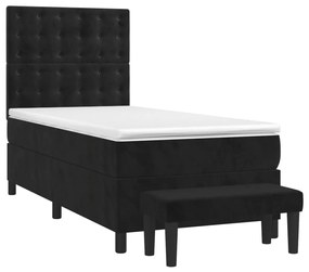 vidaXL Κρεβάτι Boxspring με Στρώμα Μαύρο 90x200 εκ. Βελούδινο