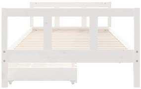 Πλαίσιο Παιδικού Κρεβατιού Συρτάρια Λευκό 90x200εκ. Ξύλο Πεύκου - Λευκό