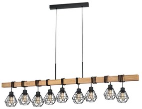 Φωτιστικό Οροφής Ράγα Townshend 5 43134 Black-Brown Eglo Metal,Wood