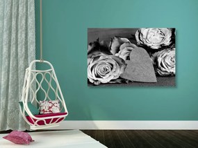 Εικόνα από τριαντάφυλλα Αγίου Βαλεντίνου σε ασπρόμαυρο σχέδιο - 90x60