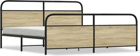 vidaXL Σκελετός Κρεβ. Χωρίς Στρώμα Sonoma Δρυς 193x203 εκ. Μεταλλικό