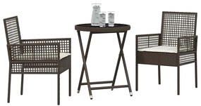 vidaXL Σετ Μπιστρό Κήπου 3 pcs Καφέ Πολυ ράταν