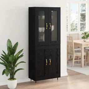 vidaXL Highboard 2 pcs Μαύρη Οξυά Επεξεργασμένο ξύλο
