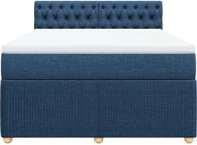 vidaXL Κρεβάτι Boxspring με Στρώμα Μπλε 140x190 εκ. Υφασμάτινο
