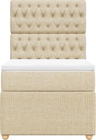 vidaXL Κρεβάτι Boxspring με Στρώμα Κρεμ 100 x 200 εκ. Υφασμάτινο