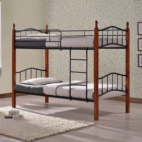 Κρεβάτι Κουκέτα Faryn (Για Στρώμα 90x190cm) 330-000010 100x200x157cm Walnut-Black Μονό