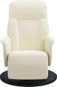 vidaXL Πολυθρόνα Ανακλινόμενη με Υποπόδιο Κρεμ Βελούδινη