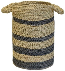 Καλάθι Ριγέ 00.06.67197 Φ35x37cm Ecru-Grey Rope