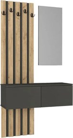 Έπιπλο εισόδου Kanso Megapap χρώμα ανθρακί - sepet oak 100x35x196,7εκ.