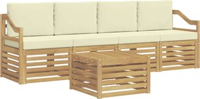 vidaXL Σειρά Καναπέ Εξωτερικού 5 pcs Λευκό και Κρεμ Πολυεστέρας