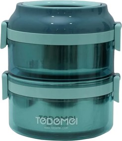 Σετ 2 Δοχεία Φαγητού Inox 1600ml σε Διάφορα Χρώματα - Μπλε