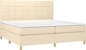 vidaXL Κρεβάτι Boxspring με Στρώμα Κρεμ 200x200 εκ. Υφασμάτινο