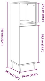 Ντουλάπι μπάνιου Παλιό ξύλο 30x30x100 cm Κατασκευασμένο ξύλο - Καφέ