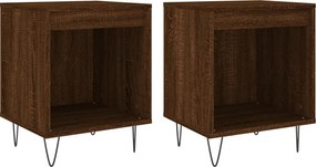 vidaXL Κομοδίνα 2 τεμ. Καφέ Δρυς 40 x 35 x 50 εκ. από Επεξεργ. Ξύλο