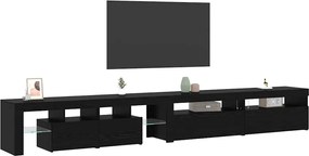 vidaXL Ντουλάπι TV με led 3 pcs Μαύρη Οξυά 290 x 36,5 x 40 εκ