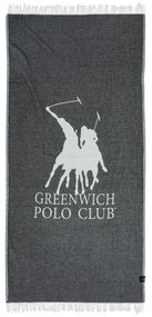 Πετσέτα Θαλάσσης Βαμβακερή 85x170εκ. Essential 3905 Μαύρο-Ιβουάρ Greenwich Polo Club
