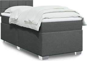 vidaXL Κρεβάτι Boxspring με Στρώμα Σκούρο Γκρι 100x200 εκ. Υφασμάτινο