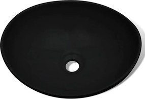 vidaXL Νιπτήρας Οβάλ Μαύρος 40 x 33 εκ. Κεραμικός