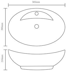 vidaXL Νιπτήρας Πολυτελής Οβάλ με Οπή Υπερχείλισης/Βρύσης Κεραμικός