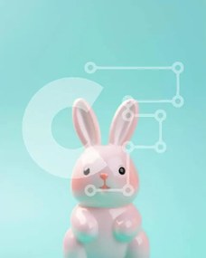 Intra Συλλεκτικό Ξύλινο Παζλ Plywood 4mm - Ειδώλιο λαγουδάκι του Πάσχα σε φόντο Aqua Σε Ξύλινο Κουτί - Διαστάσεις Puzzle: 10x10 cm – 25 κομμάτια