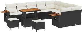 vidaXL Σετ Καναπέ Κήπου 12 pcs Μαύρο συνθετικό ρατάν